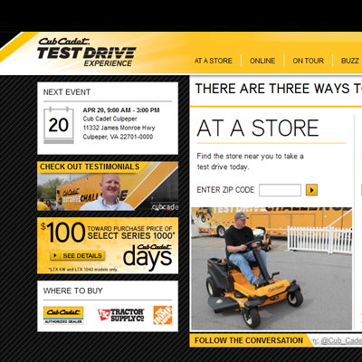 Cub Cadet Experience Micro-Site